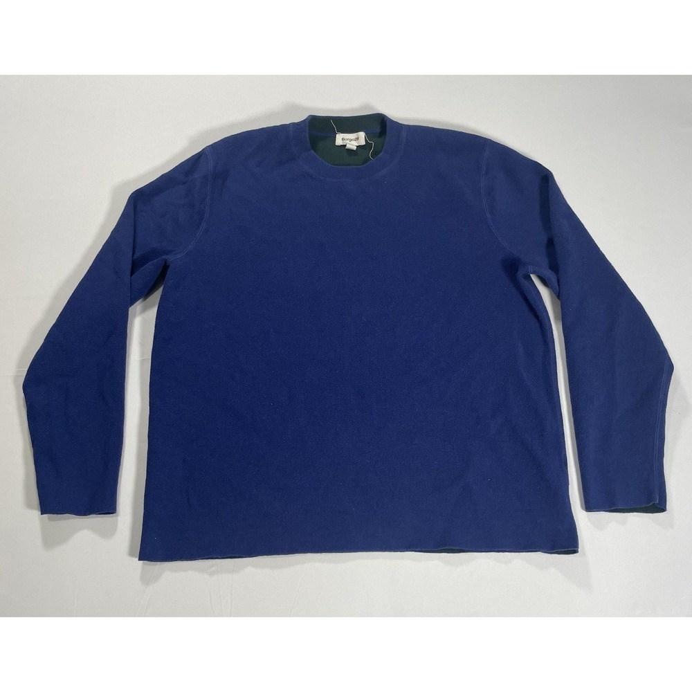 Borgo 28 Crewneck Blue Sweater Cotton Cashmere Blend Solid Pullover Size‎ XL